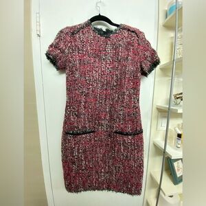LK Bennett Edelle Tweed Shift Dress Rosehip Pink
